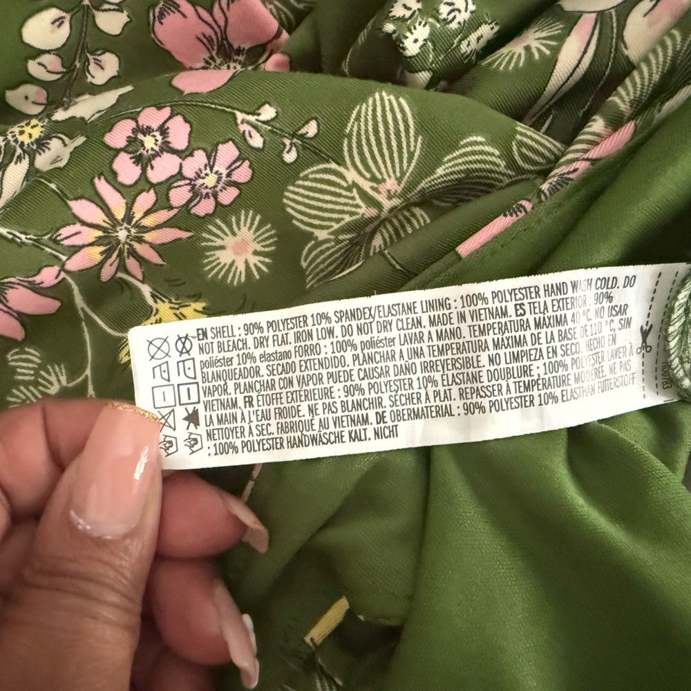 Forever 21 Green Floral Pantsuit Wide leg Spring V Neck Boho Size S - Picture 12 of 14